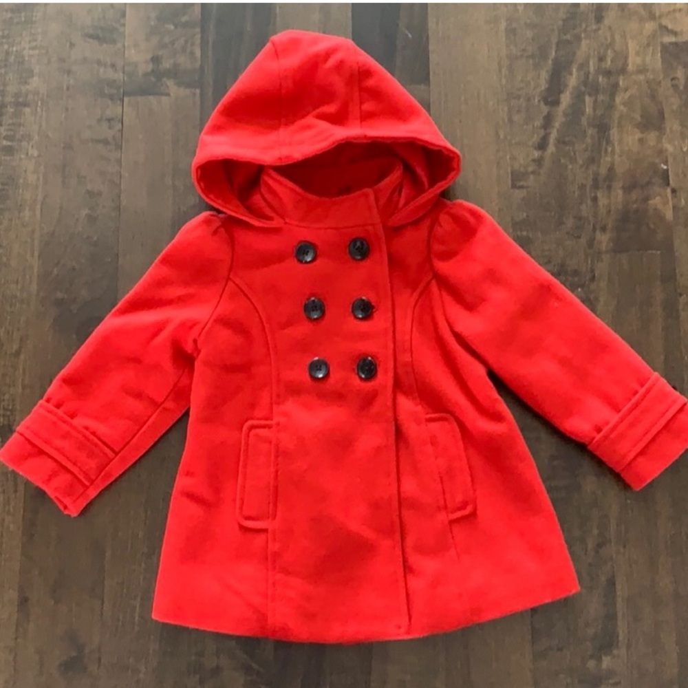Old Navy • Red Peacoat with hood ♥️